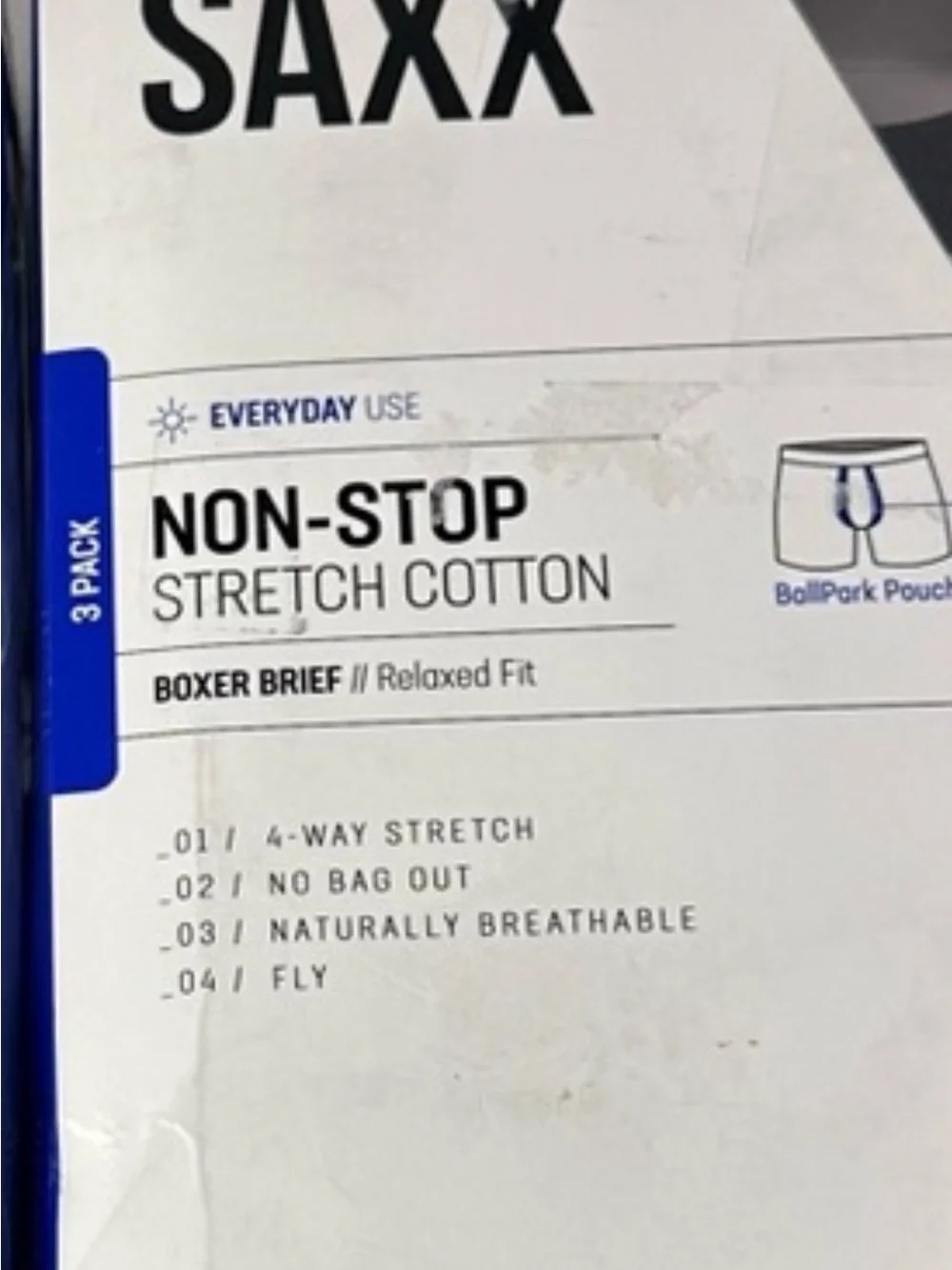NWOT 4 pair SAXX Men's Non-stop stretch cotton. Black/grey medium